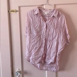 H&M pink and white striped cotton button down